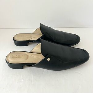 Cole Haan Ryan Mule Loafer Shoe Minimalist Fall Flats Leather Studs Black Size 8